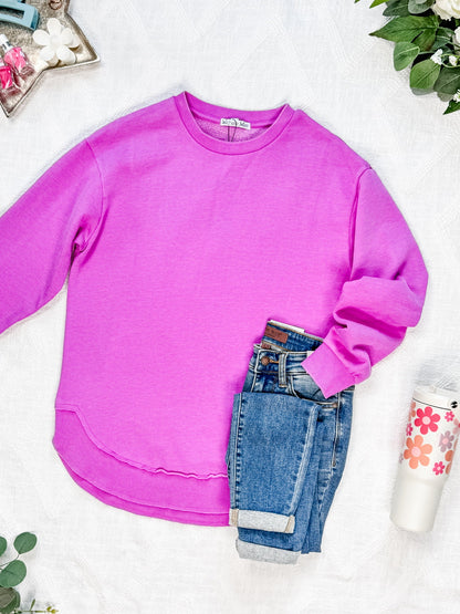 IN STOCK Vintage Wash Pullover - Vivid Orchid
