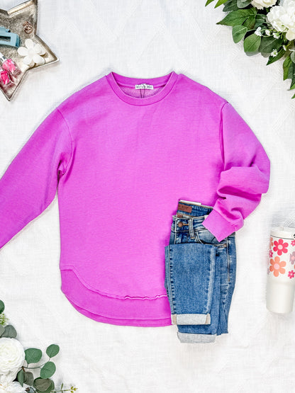 IN STOCK Vintage Wash Pullover - Vivid Orchid