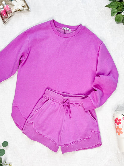 IN STOCK Vintage Wash Pullover - Vivid Orchid