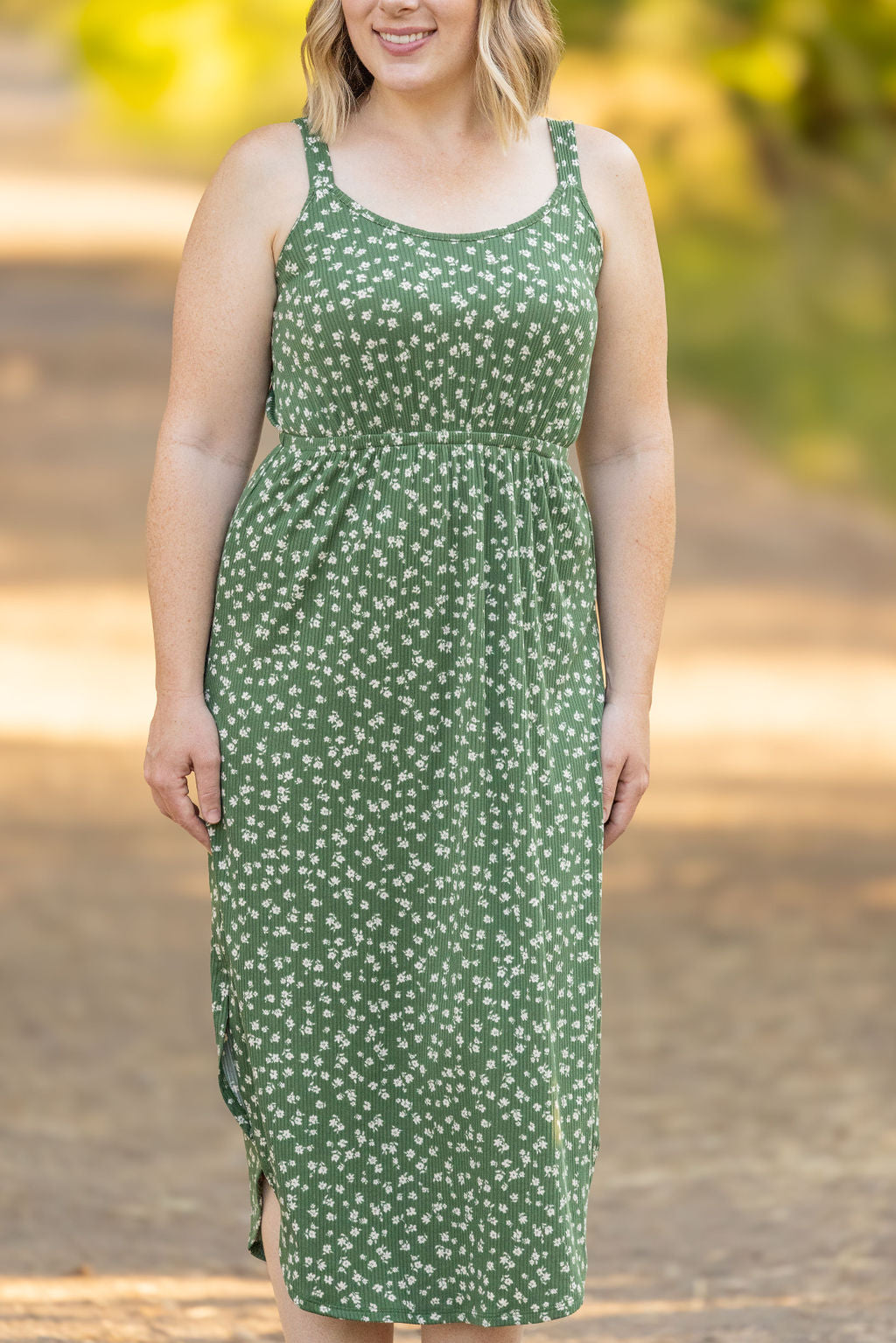 Reagan Midi Dress- Olive Floral