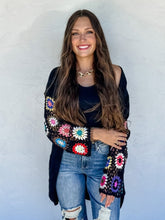 Load image into Gallery viewer, Crocheted Sleeve Cardigan- Black