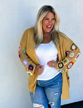 Load image into Gallery viewer, Crocheted Sleeve Cardigan- Mustard