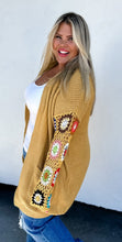 Load image into Gallery viewer, Crocheted Sleeve Cardigan- Mustard