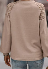 Load image into Gallery viewer, Shelby Lace Shoulder Top- Latte