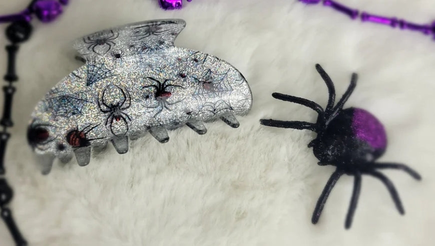 Sparkle Spiders & Webs Hair Clip