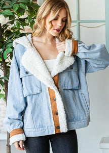 Vegan Suede Contrast Denim Jacket