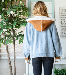 Vegan Suede Contrast Denim Jacket