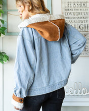 Load image into Gallery viewer, Vegan Suede Contrast Denim Jacket