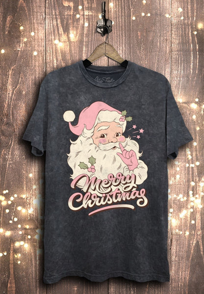 Merry Christmas Tee - Black or Charcoal Mineral Wash
