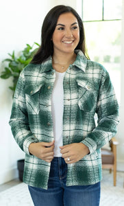 Norah Winter Weight Shacket-  Green & White Plaid