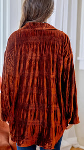 Tiered Shirring Velvet Top- Dark Cinnamon