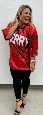 Merry and Joy Sequin Top