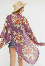 Load image into Gallery viewer, Chiffon Floral Kimono- Purple