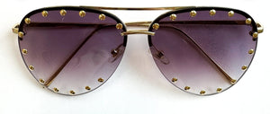 Studded Aviator Sunglasses Light Fade or Brown Fade