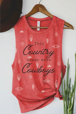 Country Cowboy Graphic Tank Top