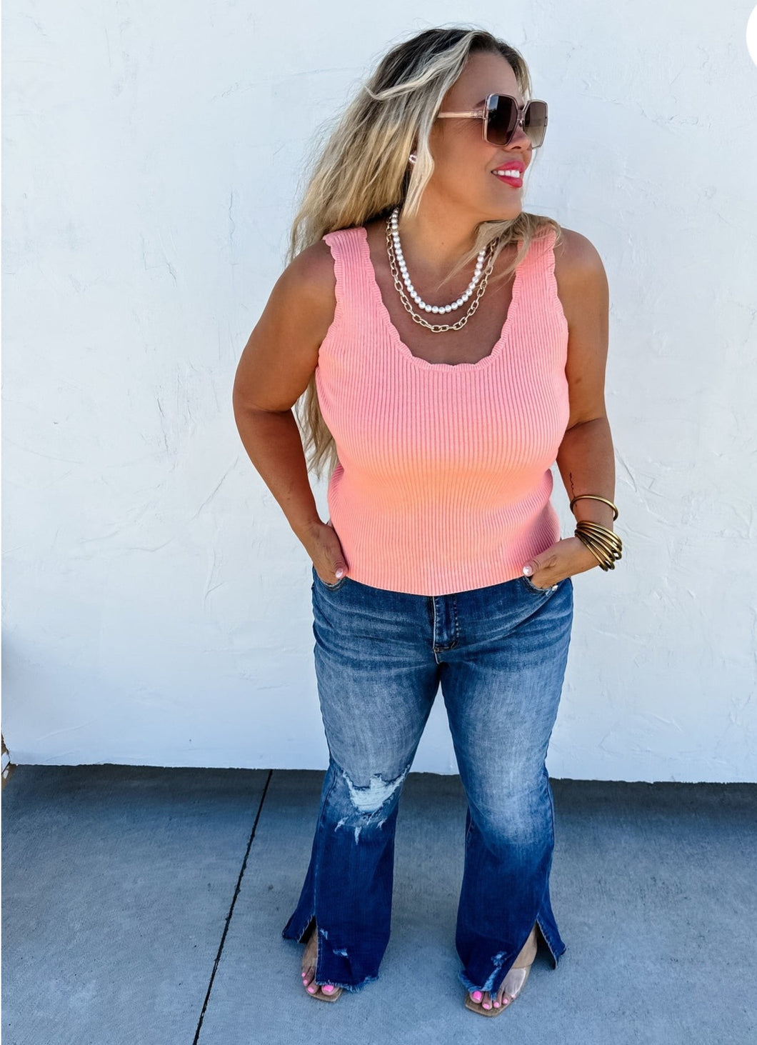 Lilian Scalloped Knit Tank Top