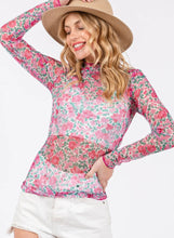 Load image into Gallery viewer, Pink Floral Mesh Top