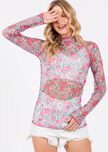 Load image into Gallery viewer, Pink Floral Mesh Top