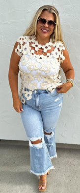 Scarlett Crochet Flower Overlay Top