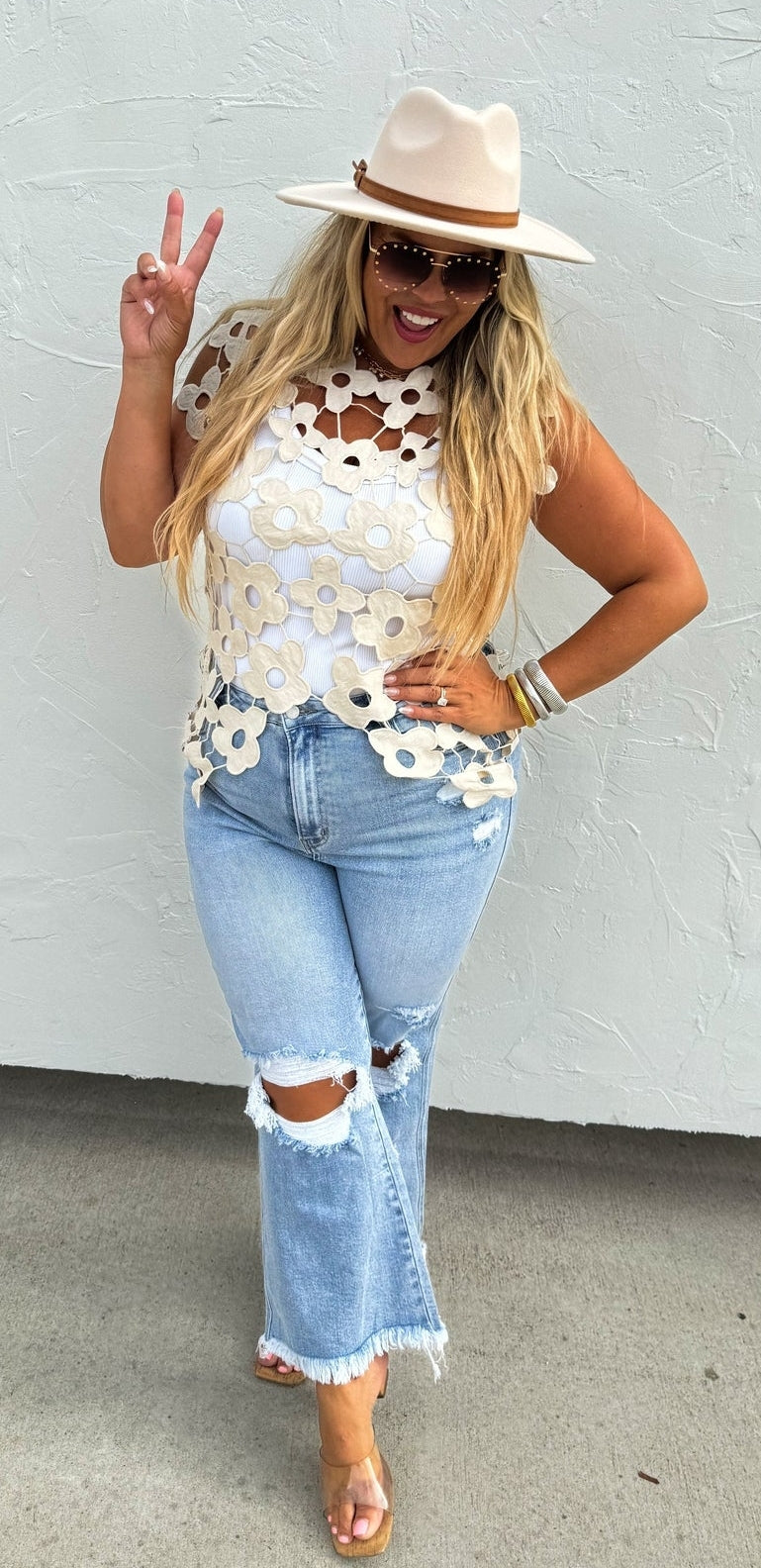 Scarlett Crochet Flower Overlay Top