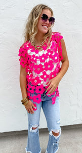 Scarlett Crochet Flower Overlay Top