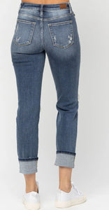 Judy Blue Mid Rise Cuffed Boyfriend Jeans