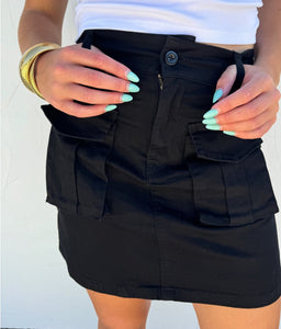 Cami Cargo Skirt- Black