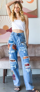 Oli & Hali Patchwork Straight Leg Jeans