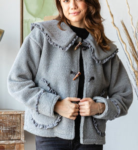 Peter Pan Duffle Button Jacket- Grey