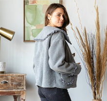 Load image into Gallery viewer, Peter Pan Duffle Button Jacket- Grey