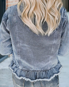 Beau Blue Denim Ruffle Jacket