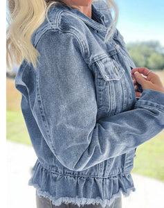 Beau Blue Denim Ruffle Jacket