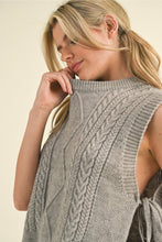 Load image into Gallery viewer, Kat Cable Knit Side Tie Sweater - Grey