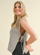 Load image into Gallery viewer, Kat Cable Knit Side Tie Sweater - Grey