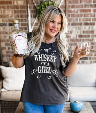 Whiskey Girl Graphic Tee- Charcoal