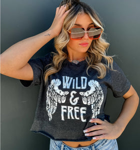 Wild & Free Graphic Tee- Charcoal