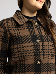 Leah Coat- Brown Plaid