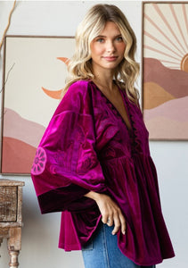 Sugar Plum Embroidered Velvet Top