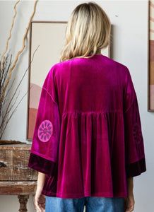 Sugar Plum Embroidered Velvet Top