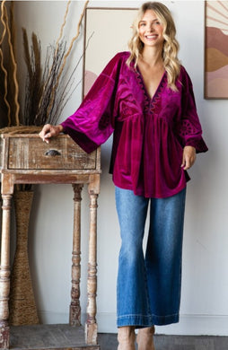 Sugar Plum Embroidered Velvet Top