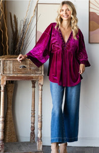 Sugar Plum Embroidered Velvet Top