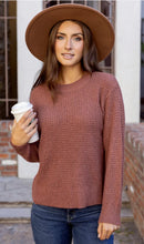 Load image into Gallery viewer, Heathered Waffle Knit Sweater- Adobe