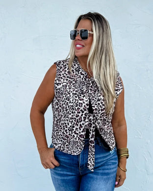 Everly Quilted Vest- Cheetah