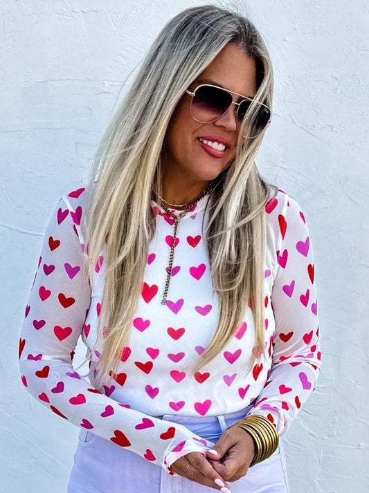 Dress It Up Mesh Top- Hearts
