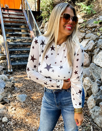 Dress It Up Mesh Top- Stars