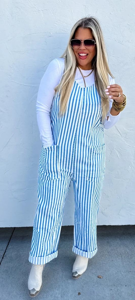 Blakeley Britte Romper/ Overalls- Summer Stripe