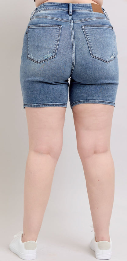 Judy Blue PinUp Mid Length Denim Shorts