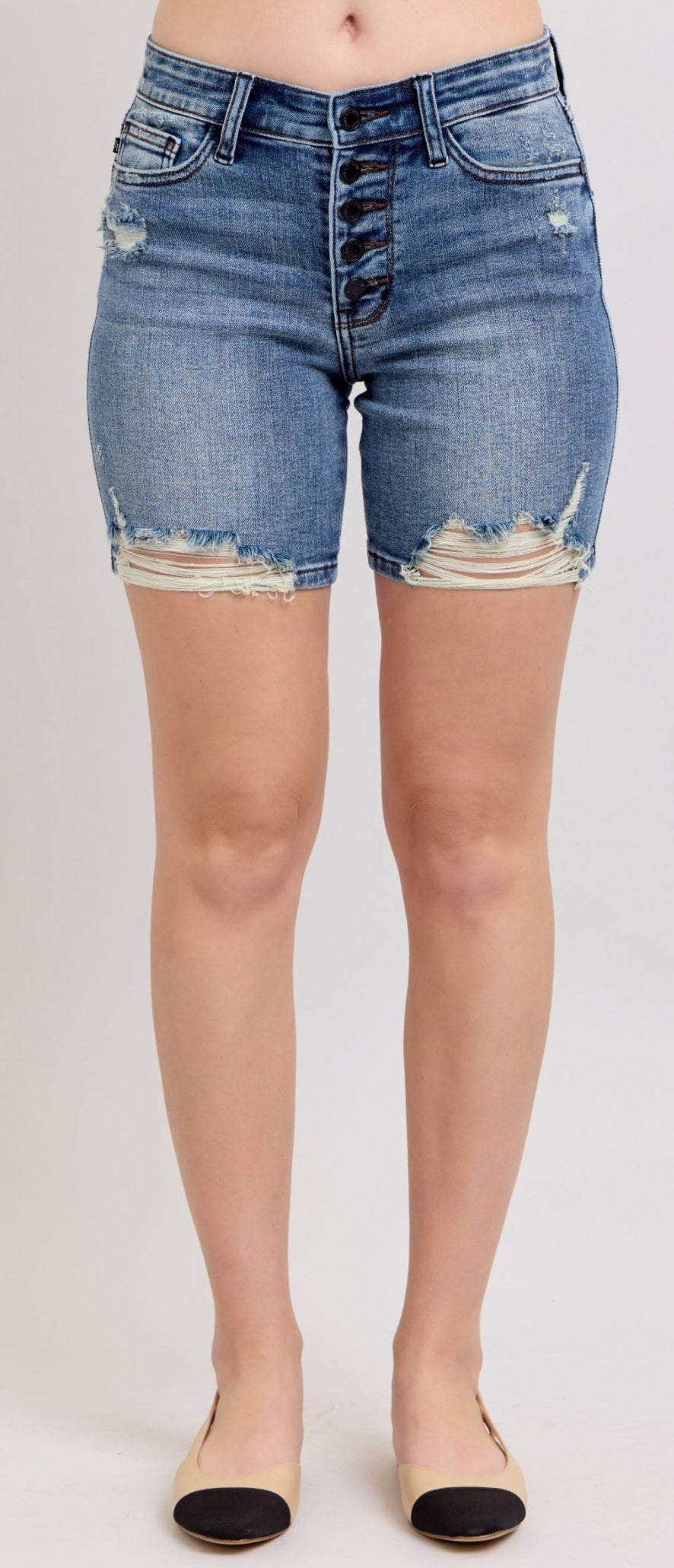Judy Blue PinUp Mid Length Denim Shorts