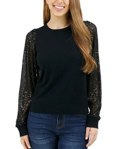 Holiday Celebration Top- Black Sequin