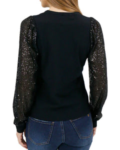 Holiday Celebration Top- Black Sequin